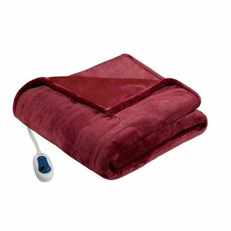 BEAUTYREST 60 x 70 in. Heated Plush Throw - Red BR54-0532
